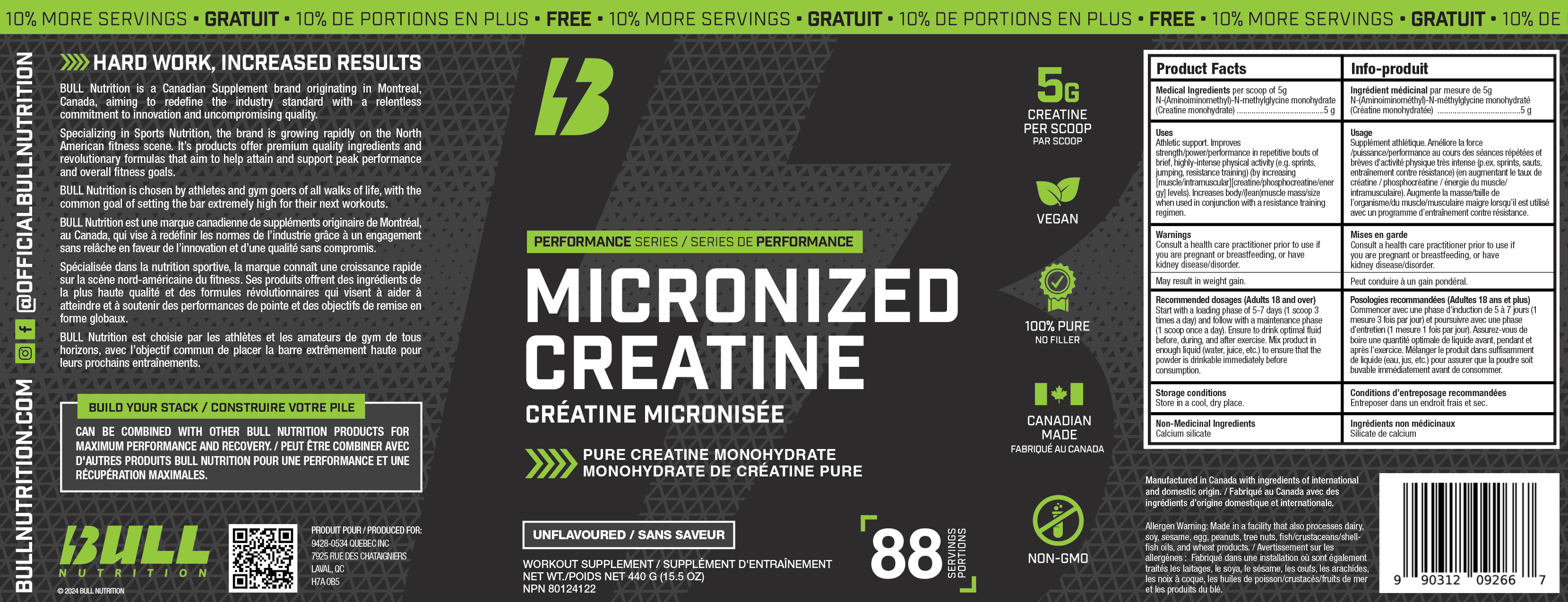 Creatine - Micronized Monohydrate  440g - 88 Servings